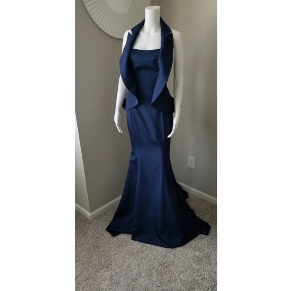 John Paul Ataker couture navy gown - Picture 2 of 7